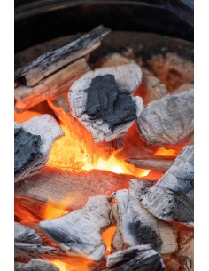 Charcoal bag open showing natural hardwood lumps 2