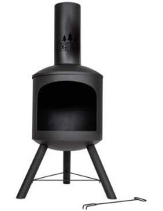Log Barn black steel chiminea garden patio heater